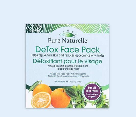 Reduces hyper-pigmentation, dark spots, stubborn tan and rejuvenates skin...  Manas Pure Naturelle  100% Natural DeTox Face Pack for all skin types