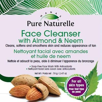 Prevents blackheads, brightens complexion, removes fresh tan, softens and smoothens skin... Manas Pure Naturelle  100% Natural Face Cleanser with Almond & Neem