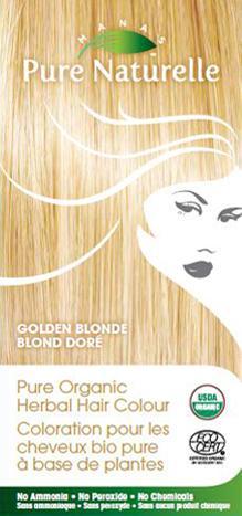 GOLDEN BLONDE - Pure Organic Manas PURE NATURELLE Herbal Hair Colour - USDA Approved, Certified Organic By ECOCERT SA